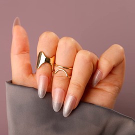 Xerling Statement Finger Ring Nail Tip Cover Ring Dainty Fingertip Ring Women Fingernail Ring Aesthetic Jewelry, Metal, Rhinestone
