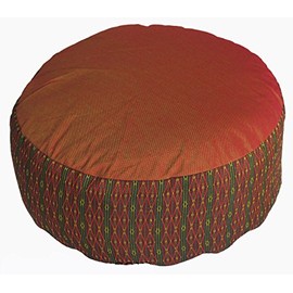 Boon Decor Meditation Cushion Zafu Pillow - Buckwheat and Kapok Fill - Global Weave Saffron