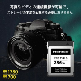 RENICE CFexpress Type B 256GB High Performance Memory Card 1780MB/s Max Write 1350MB/s PCIe Gen3.0x2 NVMe 1.3 Ultra Low Power Consumption Supports 4K/6K/8K Recording for EOSR3 R5 R5C C300 1DX C500 Z9