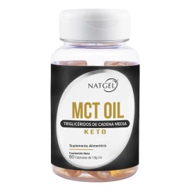 MCT OIL | Aceite de Coco Fraccionado Puro | 60 Cápsulas 1.3g | Trigliceridos de Cadena Media | Natgel