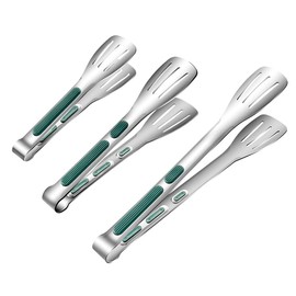 ZBKJYILF Pack of 3 Stainless Steel Food Tongs, Durable Kitchen Tongs, Suitable for Cooking, Baking, BBQ (Large, Medium, Small)
