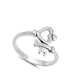 Heart Key Love Promise Ring New Sterling Silver Key To My Heart Ring High Polish Band (5)