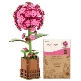 3D Flower Wooden Puzzles for Adults-Hydrangea, DIY Wooden Flowers Model Kit Building Set Crafts to Build, Mother's Day/Botanical Collection/Ideal Creative Gift Ideas/Housewarming