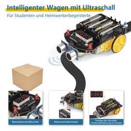 EIELE Intelligent Ultrasonic Obstacle Avoidance Trolley Soldering Kit Automatic Driving Car Intelligent Electronic Kit DIY Learning Program for Intelligent Robots (Soldering Required)