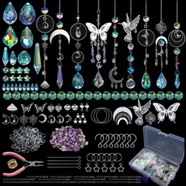 Acidea DIY Suncatchers, 400 pcs Sun Catchers Making Supplies Kit for Adults, Crystals Crafts Prism Hanging Decorative Rainbow Maker for Windows Indoor Outdoor Christmas Birthday Home Decor