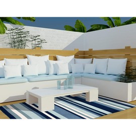 Liora Manne Sorrento Tribeca Water Reversible Lightweight Rug, 3'6" X 5'6", Blue and Ivory