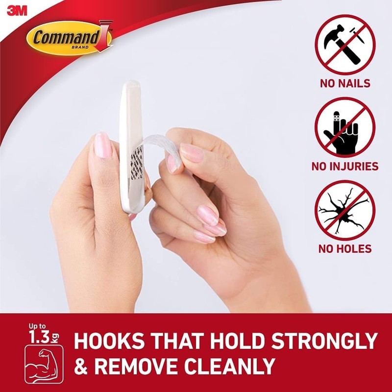 Command Designer Hooks BP1PTF, Medium, White, 4-Hooks