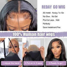 30 Inch Lace Front Wigs Human Hair 10A 6x4 Glueless Wigs Human Hair Pre Plucked Pre Cut Body Wave Lace Front Wigs Human Hair 180% Denisty HD Transparent Lace Frontal Wigs Human Hair For Black Women