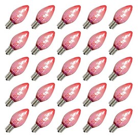 Vickerman 509685 - C7 Candelabra Screw Base Transparent Red Dimmable (25 pack) Christmas Light Bulbs (XLEDTC73-25)