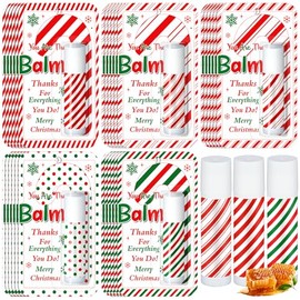 Paquete de 30 bálsamos labiales de Navidad a granel con sabor a miel, 5 estilos para fiestas navideñas, bolsas de golosinas, regalos pequeños para mujeres y hombres