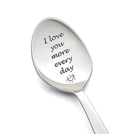 Couples Gifts Spoon for Boyfriend Girlfriend I Love You More Every Day Gift Spoons for Grandma Son Christmas Valentine's Day Gifts for Wife Husband Coffee Tea Lovers Gift Spoons