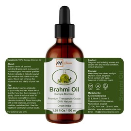mGanna Natural Brahmi Oil 3.38 Fl Oz / 100 ml for Skin Care, Hair Care, Scalp Massage & Body Massage