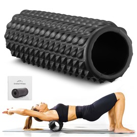 Everest Fitness Fascia Roller with Nubs - Fascia Roller 30 cm Long for the Back Spine - Yoga Massage Back Roll - Fascia Roller - Black