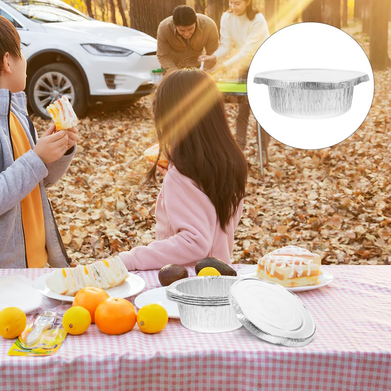 SUPVOX 5 pcs 8x6 Inch Aluminum Foil Pans with Lids