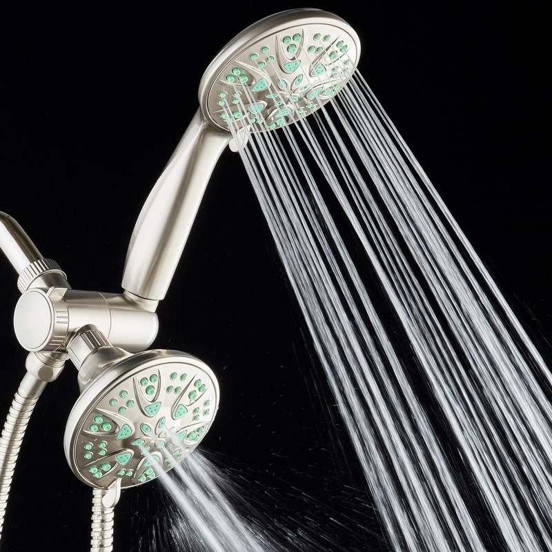 AquaDance Antimicrobial/Anti-Clog High-Pressure 30-setting Dual Head Combination Shower with Microban