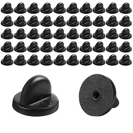 LAMXD Pack of 50 Butterfly Pins Rubber Pin Clasp Coupling for Pins Making Jewellery Hats Badges Uniform (Black 11.5mm Diameter)