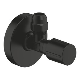 GROHE Angle Valve (1/2 Inch, Compression Fitting Diameter 10 mm, Ergonomic Metal Handle) Matte Black, 220732430