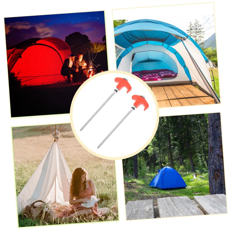 IWOWHERO Multi-use Tent Stakes 4pc Metal Ground Stakes Easy Insertion