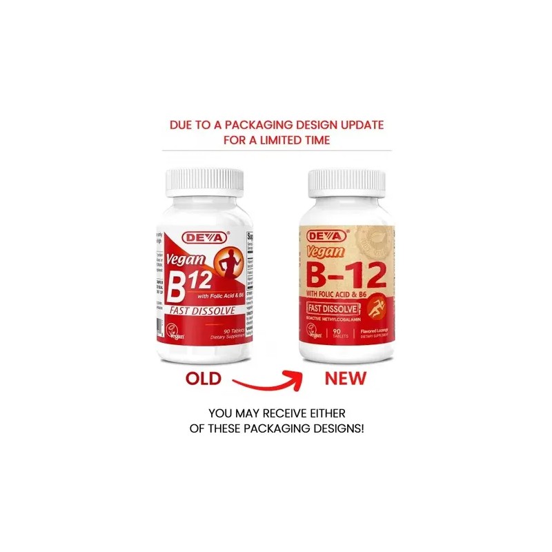Deva Vitamina B12 Vegana 1000 Mcg 90 Tabletas Limón