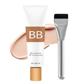 BB Cream Tinted Moisturiser With Brush，Color Correcting Hydrating BB Face Cream Foundation，Full Coverage Concealer Light Makeup Natural Color Tinted Moisturiser For All Skin Types