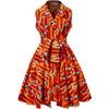HongyuAmy African Print Sleeveless Dress Ankara Lace-up Dress Wax Fashion