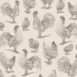 Livelynine Chicken Wallpaper Stick and Peel Vintage Farmhouse Chicken Rooster Wall Paper for Kitchen Waterproof Removable Chicken Coop Contact Paper Self Adhesive Vinyl 17.5x78.8 Beige Shabby Chic