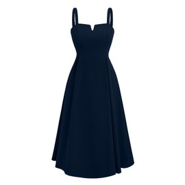 RWJ Plus Size Formal Dresses for Women, Maxi Dresses for Curvy Women Summer 2025 V Neck Sleeveless Adjustable Strappy Party Dress with Pockets Navy Blue X-Large