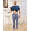 TeJoyce Mens Pyjamas Set Cotton Short Sleeve and Plaid Long