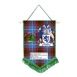 Crichton Scottish Clan Scotland Car/Wall Pennant With Green Border Great Souvenir