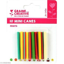 10 Mini Polymer Paste Canes to Slice 5 x 0.5 cm - Fruits