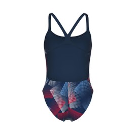 ARENA Girls' Swimsuit Halftone Team Print MaxLife Sports Suit Challenge Back One Piece Bathing Suit Competition Training Racing Swimwear, Navy/Team Red White Blue, US Size 24