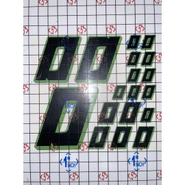 Unbranded Matte Black-w/ Lime #0's Racing Numbers Vinyl Decal Sheet Rc Box L3