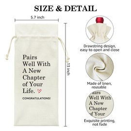 LAGZDFC Pairs Well With A New Chapter of Your Life Wine Champagne Gifts Bag, Reusable Wine Wrap Bag, Going Away Present, New Job Gifts, Farewell Leaving Congratulations Present for Mentor Collegues