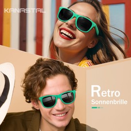 KANASTAL Polarised Sunglasses Men and Women Retro Classic Rectangular Sunglasses UV400 Protection for Driving Hiking Golf Fishing Outdoor Sports, Q-polarized black/green frame