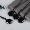 Black Obsidian Hexagram Pendant Necklace Healing Protection Crystal Jewelry