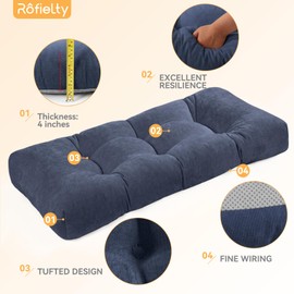 ROFIELTY Bench Cushion 36 x 14 Inch, Soft and Comfortable Tufted Bench Cushion, with Non-Slip Design Window Seat Cushions Indoor(Chenille-Blue, 36x14x4)