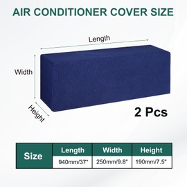 PATIKIL 37" Air Conditioner Cover, 2 Pack Indoor AC Cover Knitted Dustproof Dust Covers for Wall-Mounted Split Air Conditioners, Blue