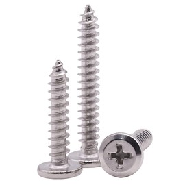 M6 x 40mm Flat Round Head Phillips Drive Self Tapping Screws, 304 Stainless Steel 18-8 Wood Screws Furniture Screws, Full Coarse Thread Sheet Metal Screws, Pack of 20