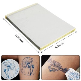 Techson Tattoo Skin Practice, 10Pcs Blank Double Slides Fake Skin for Tattoo Beginners and Microblading Eyebrow Practice (7.4 x 5.6in) (10 x Tattoo Skin + 10 x Transfer Paper)