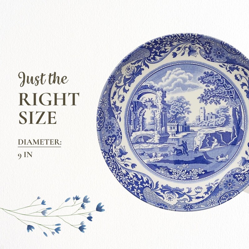 Spode Blue Italian Pasta Bowl, Set of 4-9 Inch Shallow