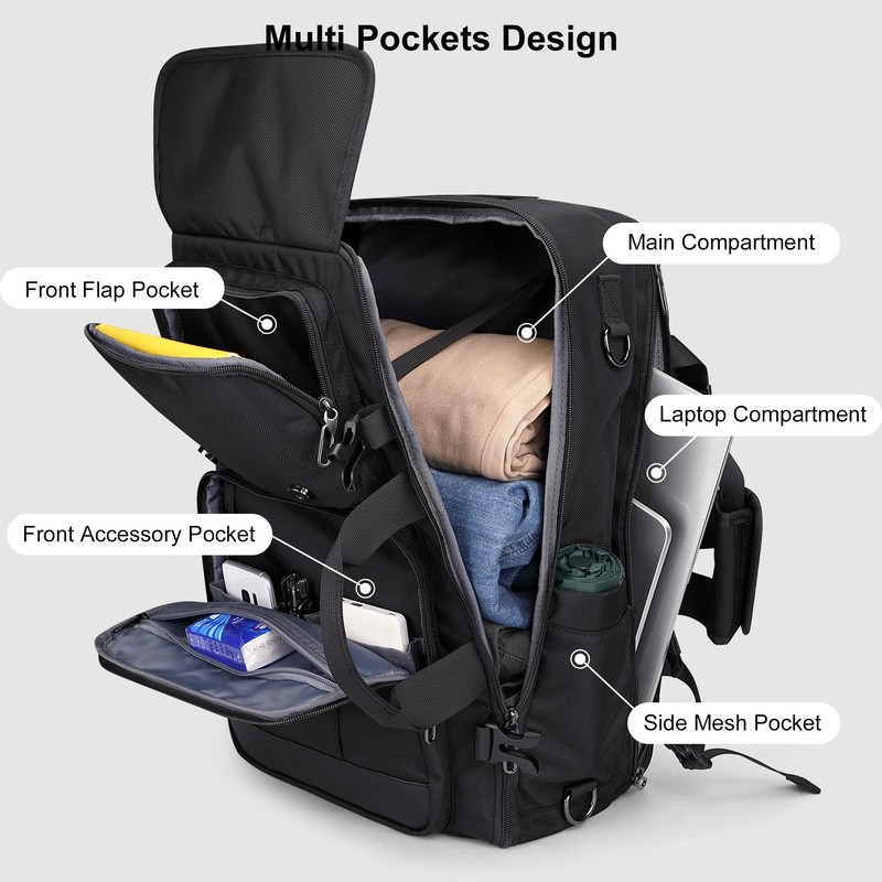 PIJUSHI Travel Backpack for Women Men Carry on Luggage Backpack