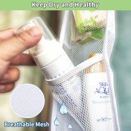 TSBSHum Mesh Shower Caddy Hanging,Hanging Organizer with 7 Pockets,Made of Premium Polyester,as a Hanging Mesh Organizer for the Bathroom of Your Home, Camper, RV, Or Cruise(2Pack)