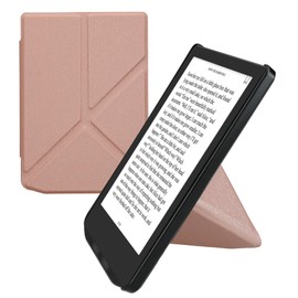 kwmobile Case Compatible with Pocketbook Verse/Verse Pro/Verse Color/Vivlio Light/Light HD Case - Faux Leather Case - eReader Protective Case - Cover Rose Gold