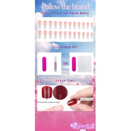 QQPPOLIU Pink Cute Press on False Nails with Glitter Design Fake Nails Coffin Shape Stick on Nails Gradient Glue on Nails Press Ons for Young 24Pcs