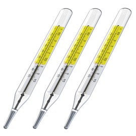 3 PK Glass Thermometers Mercury Free Clinic Thermometer Traditional Thermometer Dual Scale Mercury Free C&F 3PK