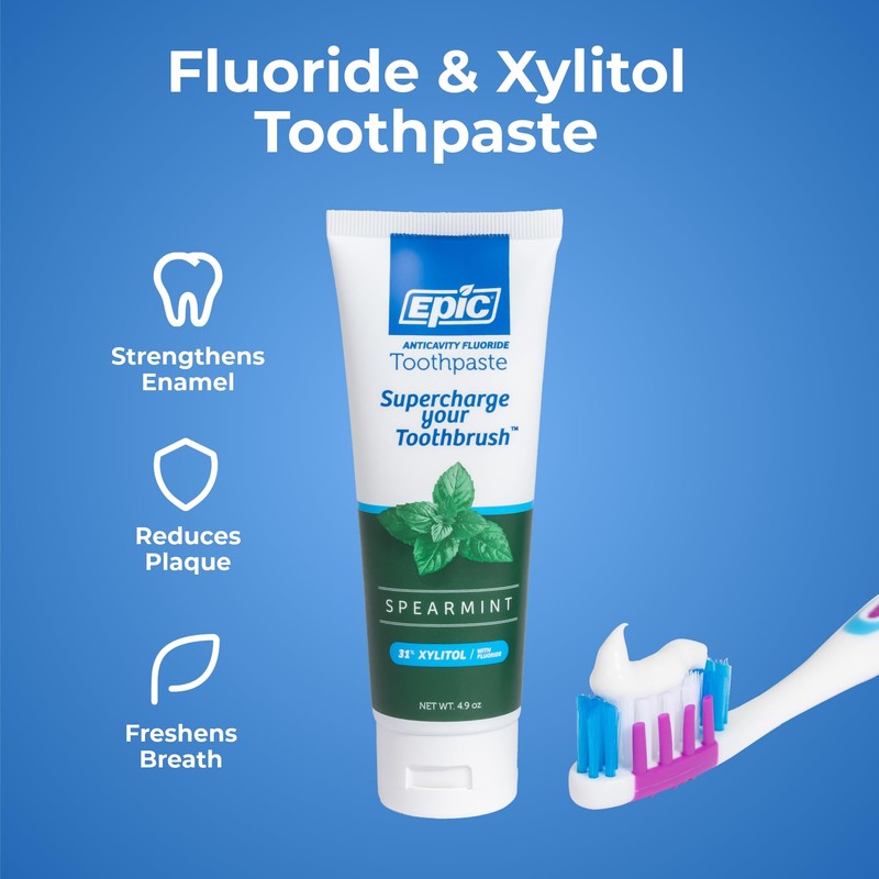 Epic Dental Xylitol Fluoride Toothpaste for Adults - SLS-Free Spearmint