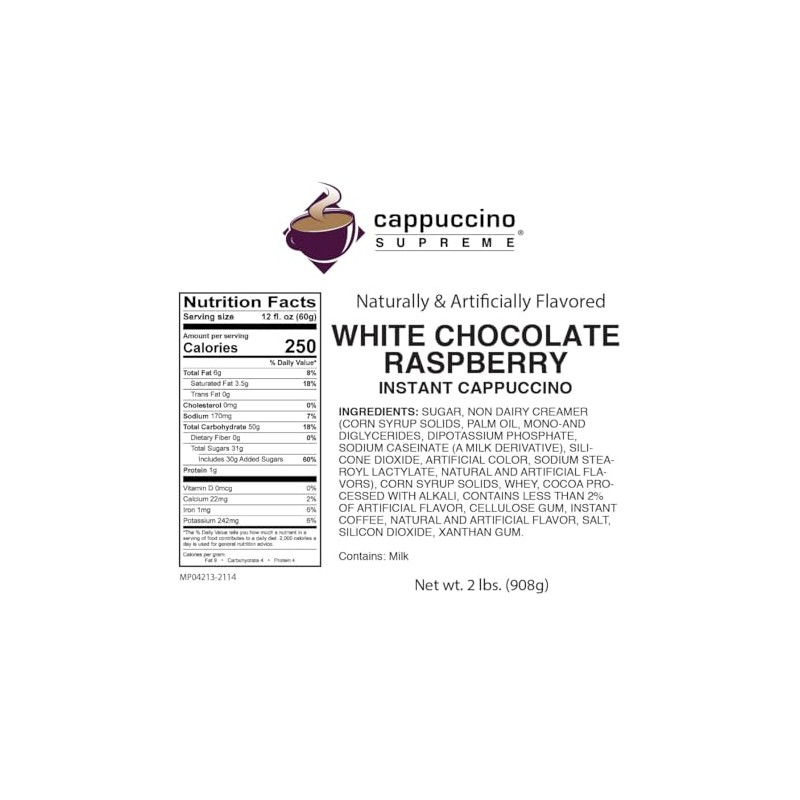 Cappuccino Supreme 2 lb bag White Chocolate Raspberry Instant Cappuccino