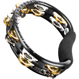 Meinl Percussion Traditional Tambourine, Handheld Half-Moon Shape with Synthetic Frame — NOT Made in China — Double Row Dual Alloy Jingles, 2-Year Warranty (TMT1M-BK)
