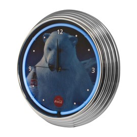 Coca Cola Polar Bear Blue Light Up Neon Wall Clock 15-Inch