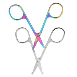 2Pcs Facial Hair Scissors for Eyebrow Nose Hair Beard Trimming Compact Durable Nose Hair Shears for Precision Cutting Travel Friendly Design